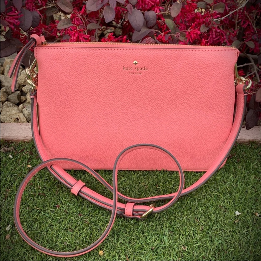 New Kate Spade Coral Crossbody Leather Bag - Picture 1 of 7